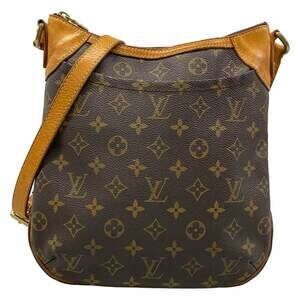 Louis Vuitton Odeon Monogram Canvas Leather Crossbody Bag Brown Tan